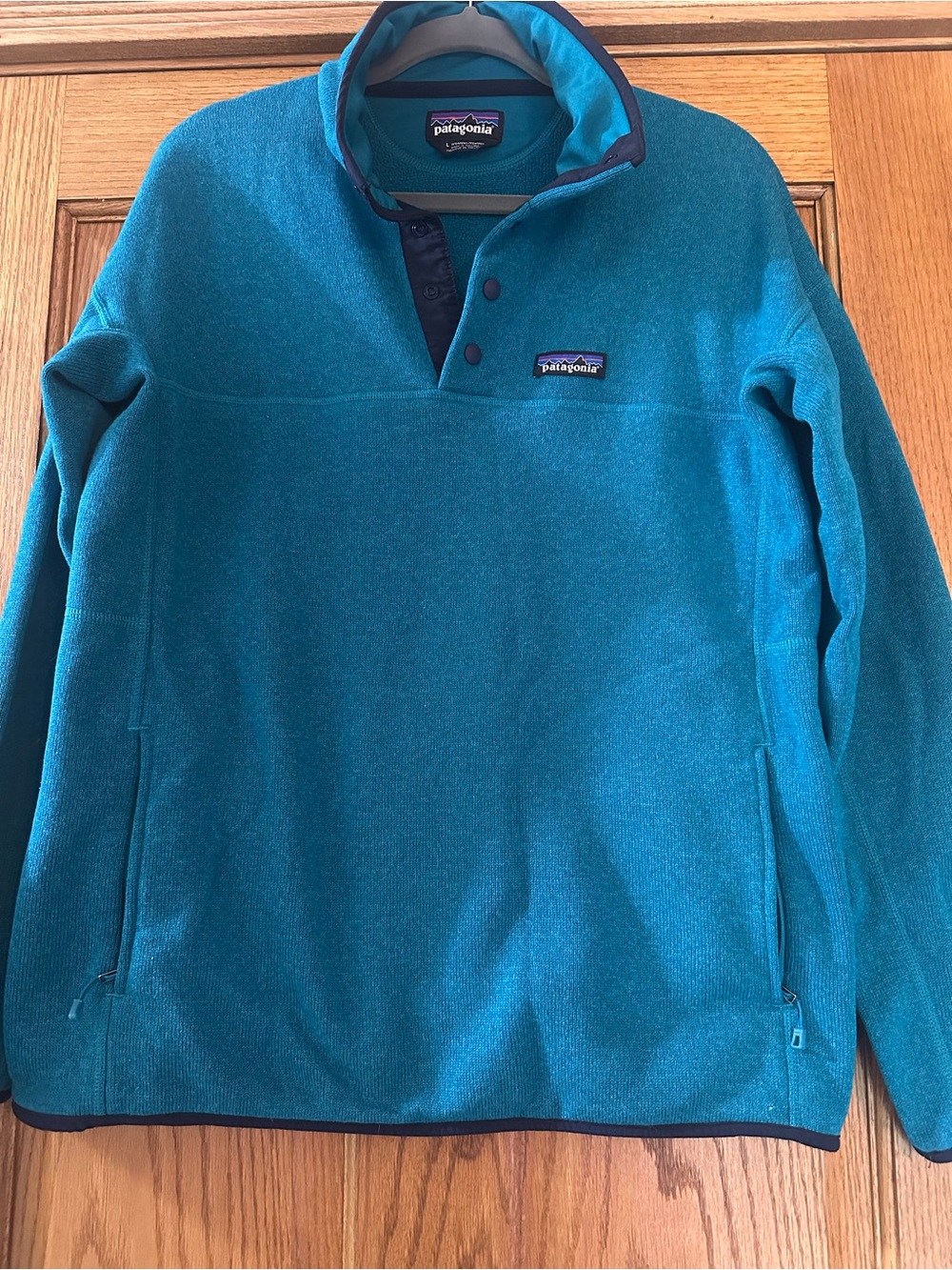 Patagonia Better Sweater Snap-T Pullover Women’s Large Teal Blue Fleece